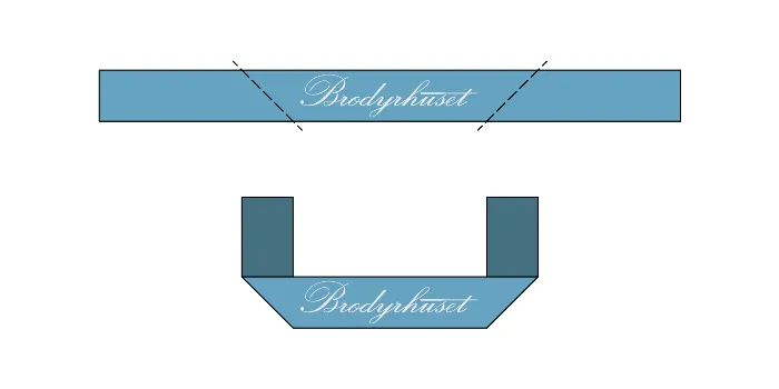 Diagram på vikning som heter miter-fold.
